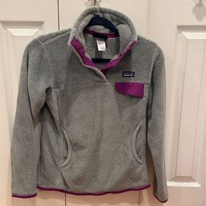 Patagonia Gray Fleece with Purple Trim
